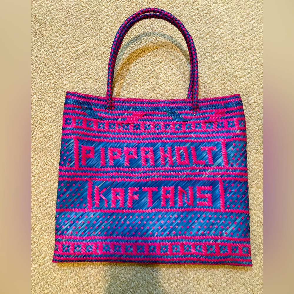 Pippa holt kaftan blue and pink straw bag. Never used.